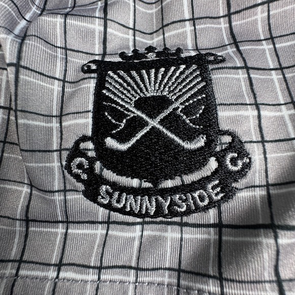 FootJoy Men's Large Gray Plaid Polo Shirt Sunnyside Country Club Sleeve Logo - Picture 10 of 13